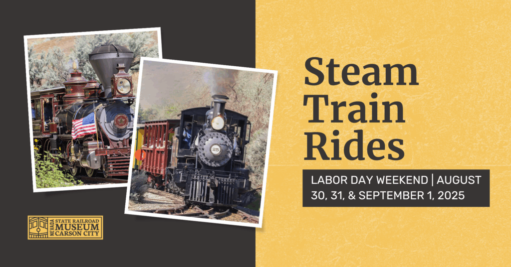 Steam Train Rides, Labor Day Weekend, August 30, August 31, and September 1, 2025.